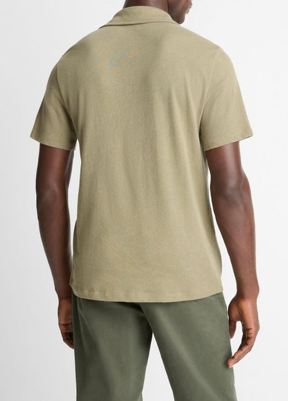 VINCE Best Price - Cotton Johnny-Collar Polo Shirt in Henleys & Polos