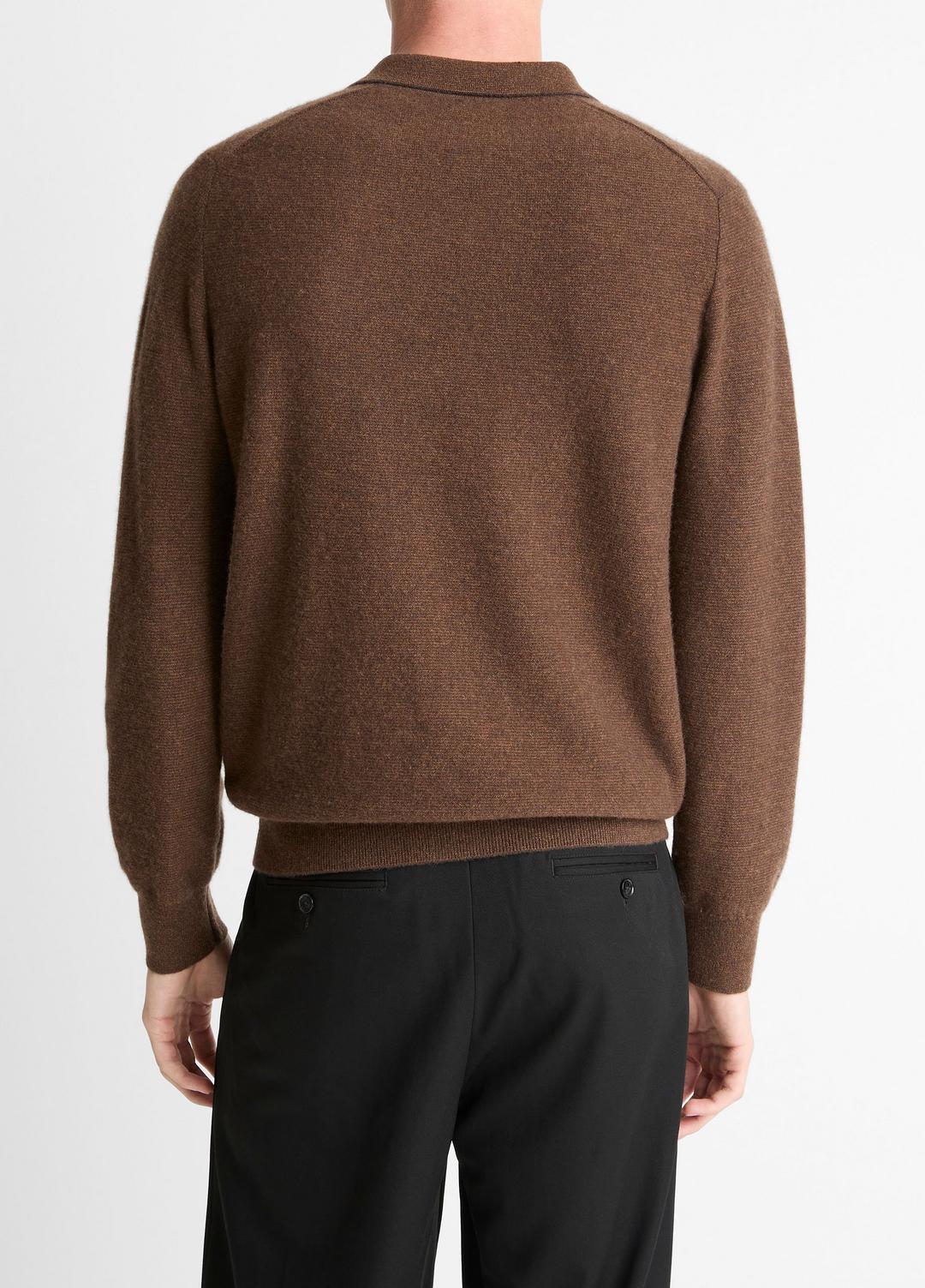 VINCE Special Offer - Feed Stripe Plush Cashmere Johnny-Collar Sweater in Cashmere