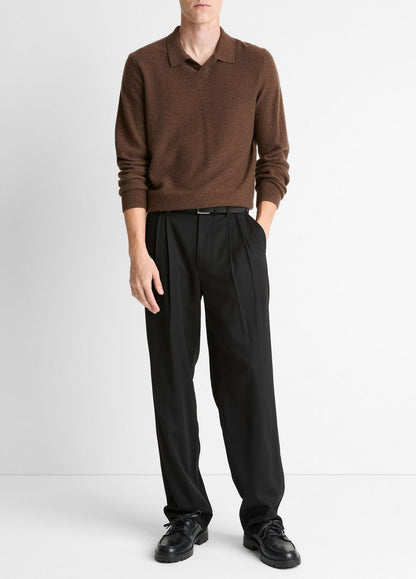 VINCE Special Offer - Feed Stripe Plush Cashmere Johnny-Collar Sweater in Cashmere