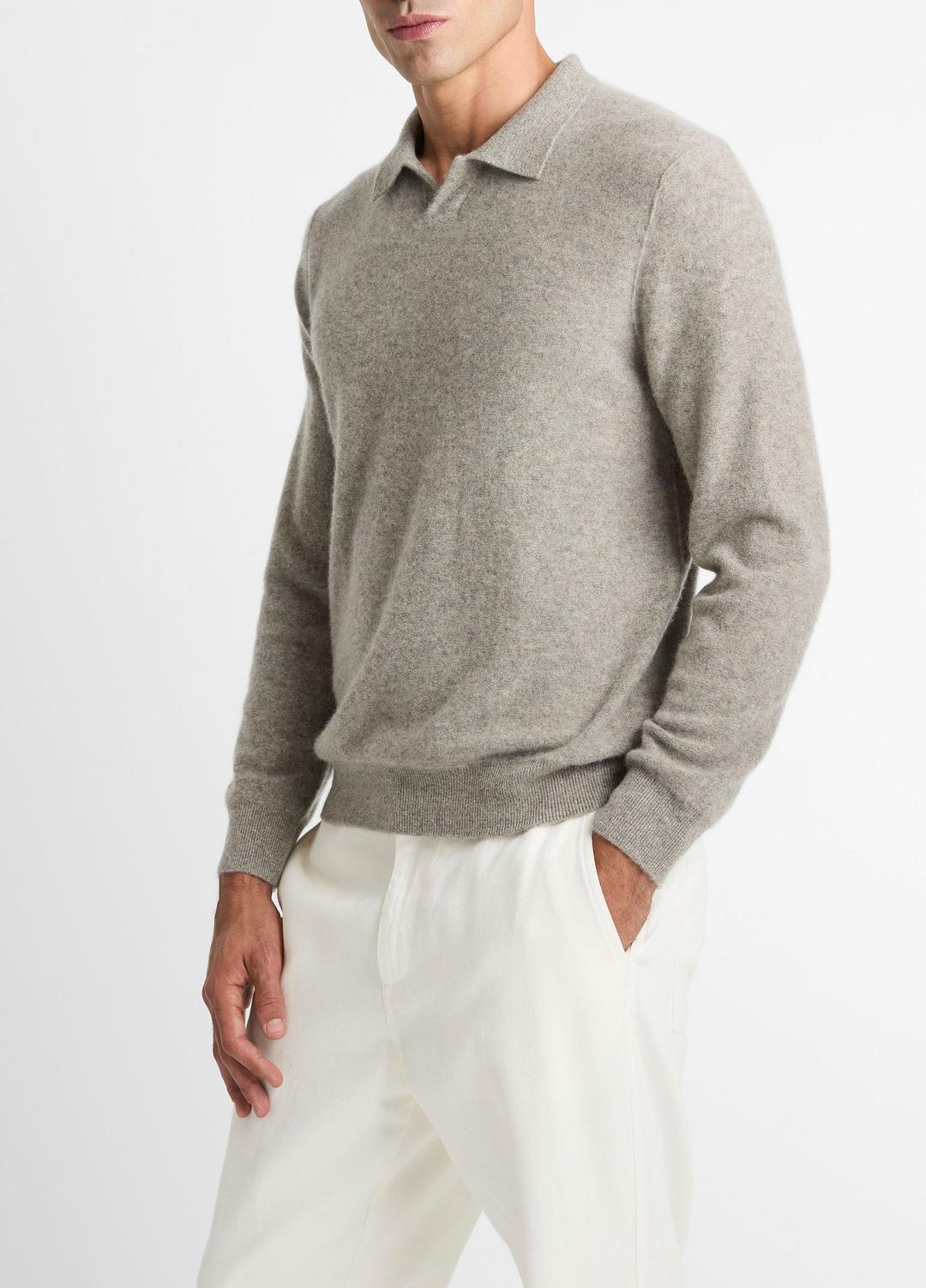 VINCE Best Price - Plush Cashmere Johnny-Collar Polo in Cashmere