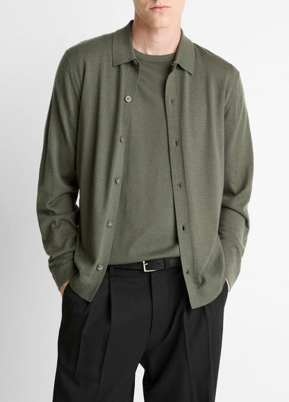 VINCE Trending - Featherweight Merino Wool-Cashmere Sweater Shirt in Long Sleeve