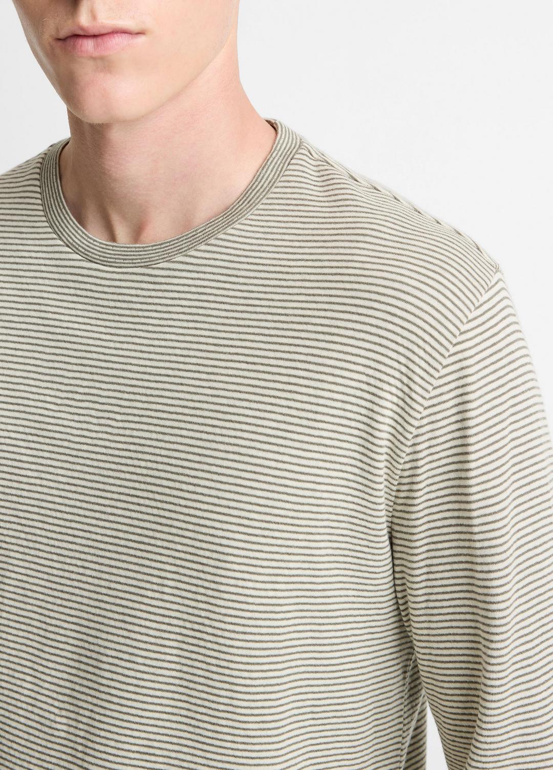 VINCE Smart Buy - Striped Double-Knit Pima Cotton Long-Sleeve T-Shirt in Long Sleeve