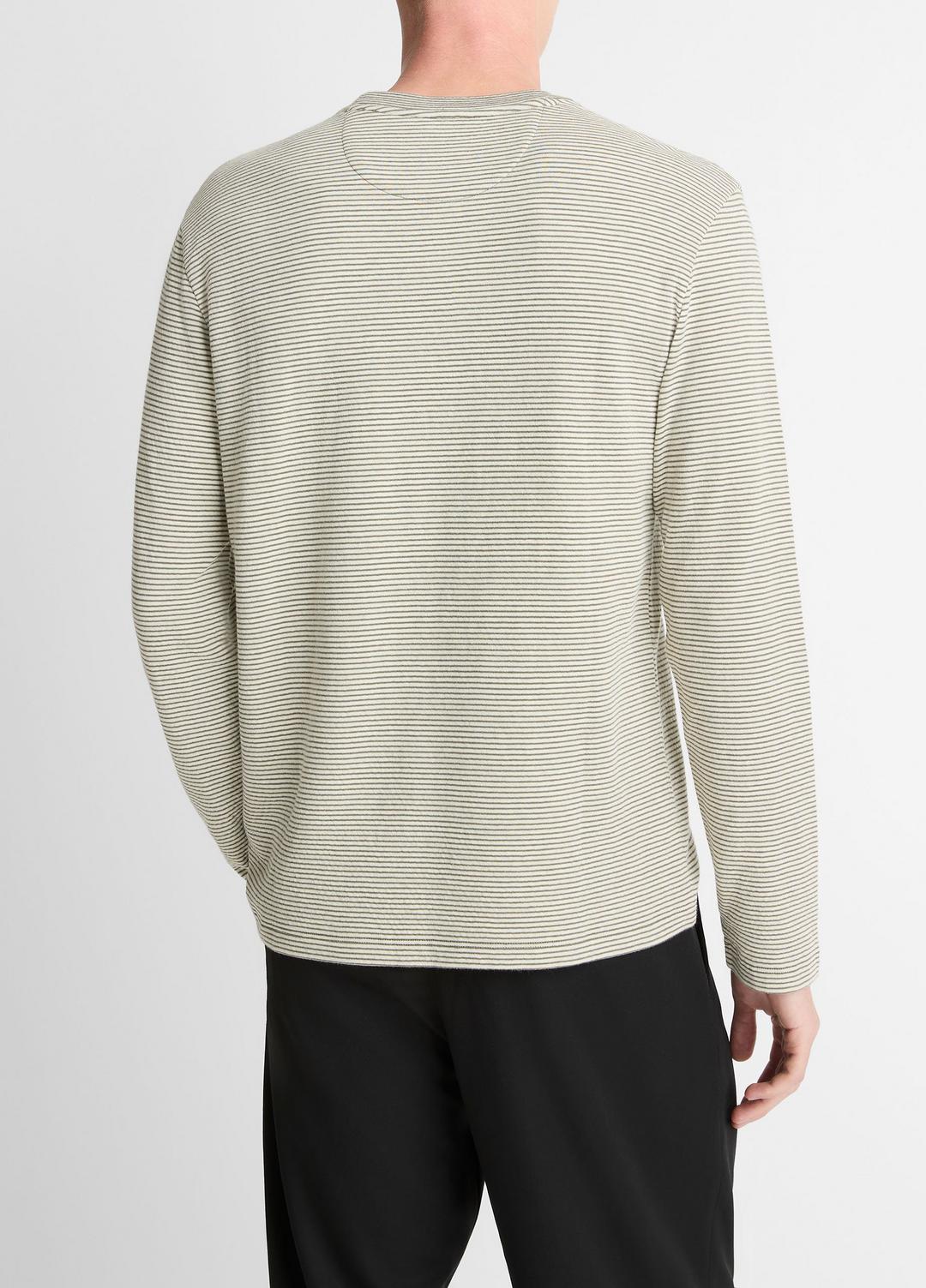 VINCE Smart Buy - Striped Double-Knit Pima Cotton Long-Sleeve T-Shirt in Long Sleeve