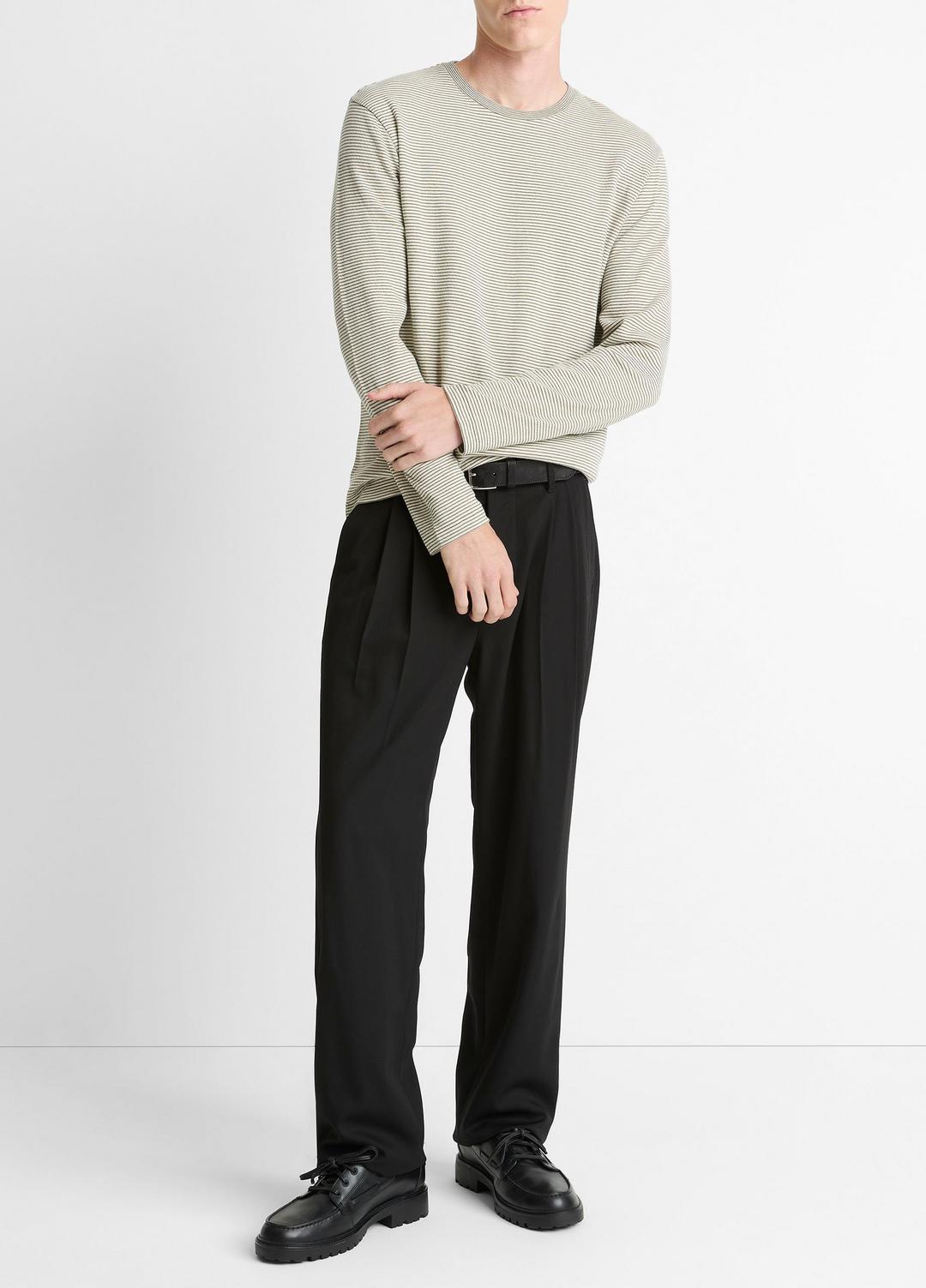 VINCE Smart Buy - Striped Double-Knit Pima Cotton Long-Sleeve T-Shirt in Long Sleeve