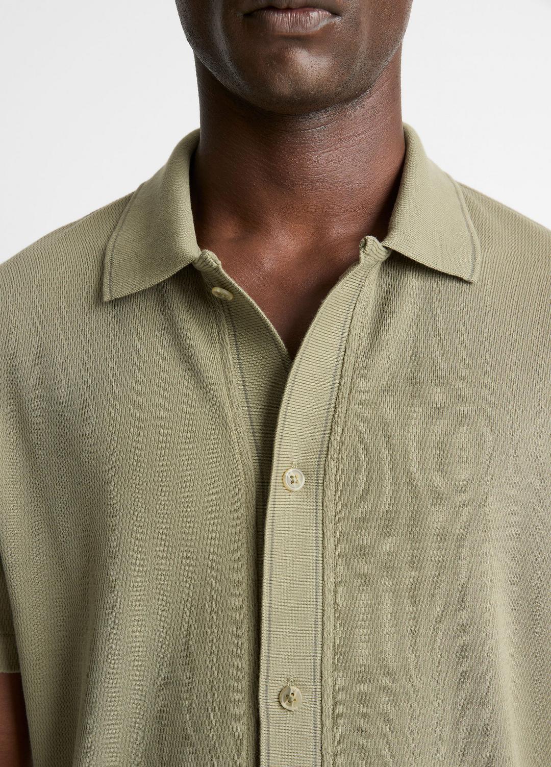 VINCE Hot Sale - Jacquard-Knit Cotton Short-Sleeve Button-Front Shirt in Short Sleeve