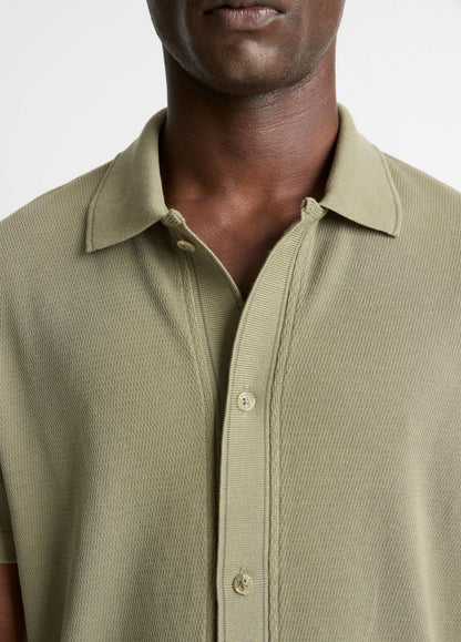 VINCE Hot Sale - Jacquard-Knit Cotton Short-Sleeve Button-Front Shirt in Short Sleeve