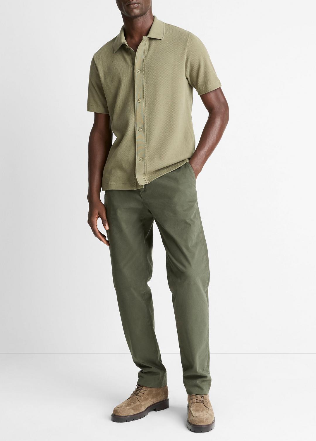 VINCE Hot Sale - Jacquard-Knit Cotton Short-Sleeve Button-Front Shirt in Short Sleeve