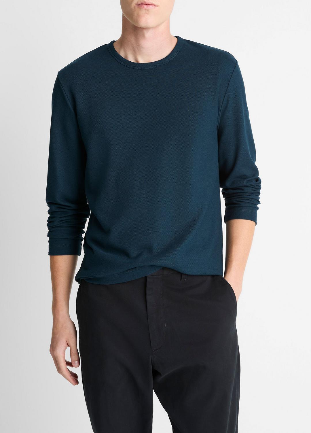 VINCE Classic - Pima Cotton Piqué Long-Sleeve T-Shirt in Long Sleeve