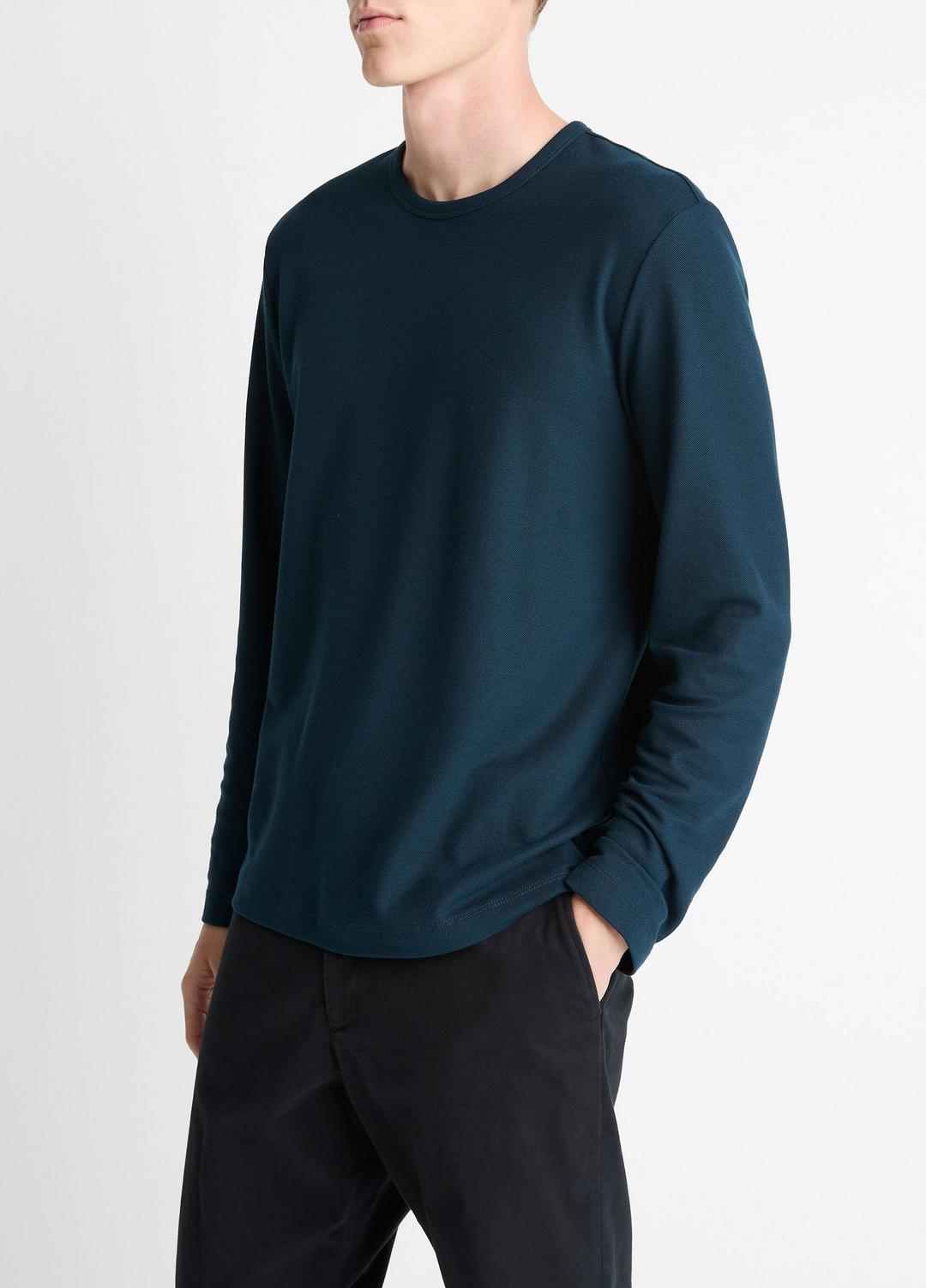 VINCE Classic - Pima Cotton Piqué Long-Sleeve T-Shirt in Long Sleeve