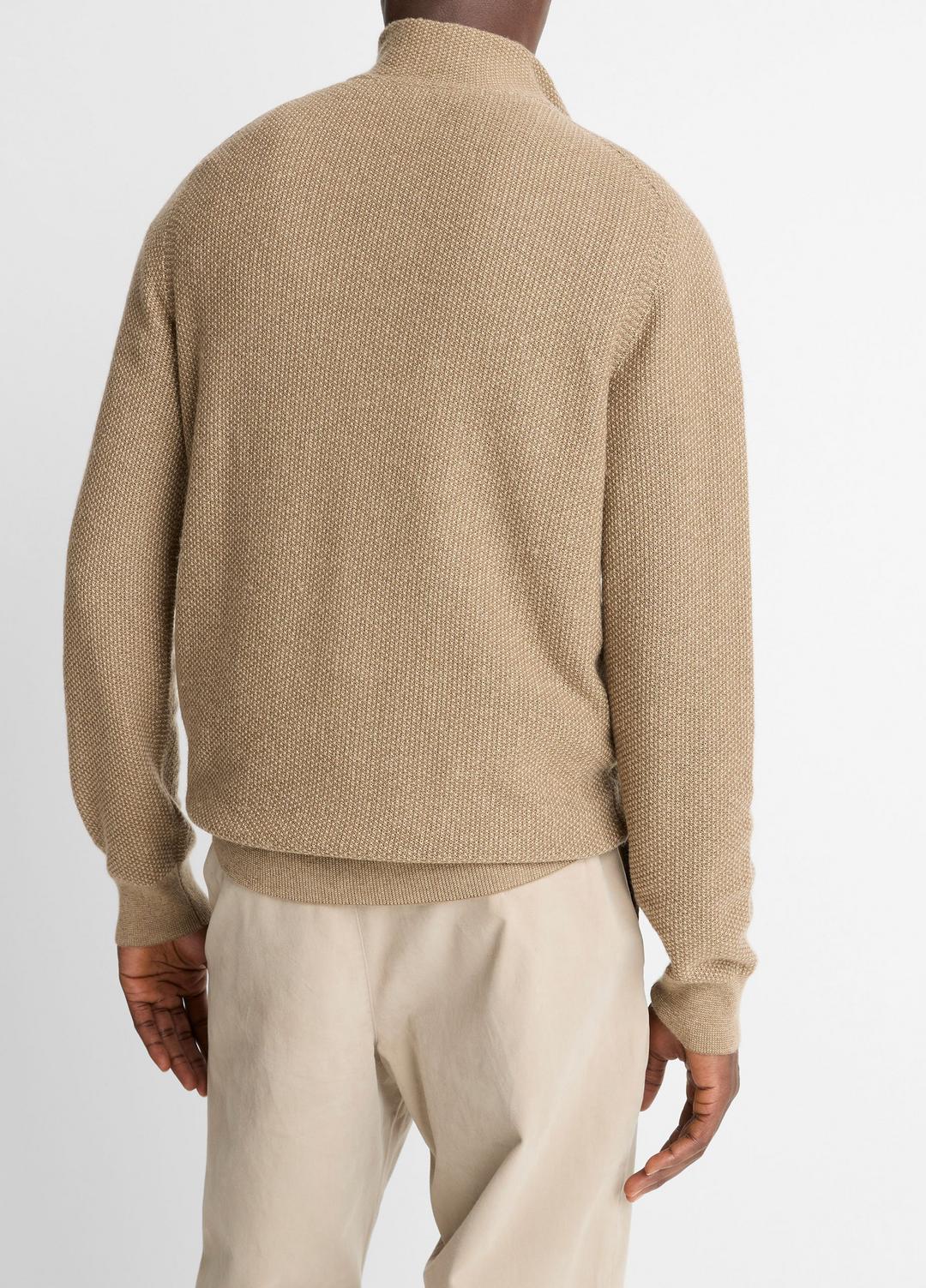 VINCE Smart Buy - Geo-Jacquard Wool-Blend Quarter-Zip Sweater in Crew Neck