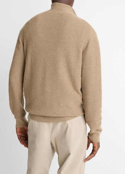 VINCE Smart Buy - Geo-Jacquard Wool-Blend Quarter-Zip Sweater in Crew Neck