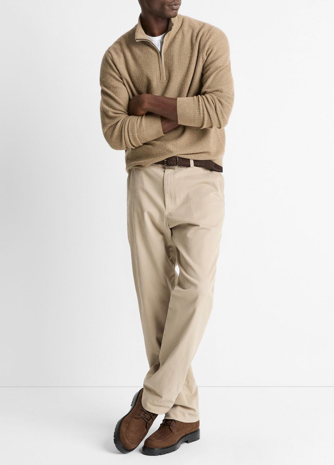 VINCE Smart Buy - Geo-Jacquard Wool-Blend Quarter-Zip Sweater in Crew Neck