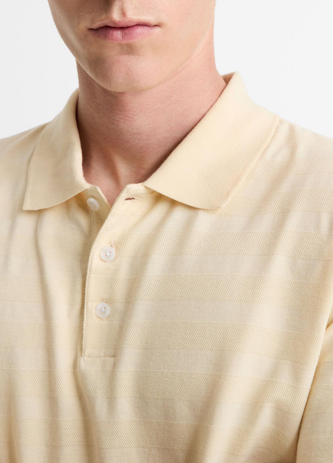VINCE Customer Favorite - Jacquard-Stripe Cotton Long-Sleeve Polo Shirt in Long Sleeve