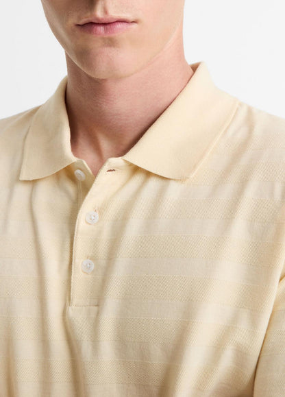 VINCE Customer Favorite - Jacquard-Stripe Cotton Long-Sleeve Polo Shirt in Long Sleeve