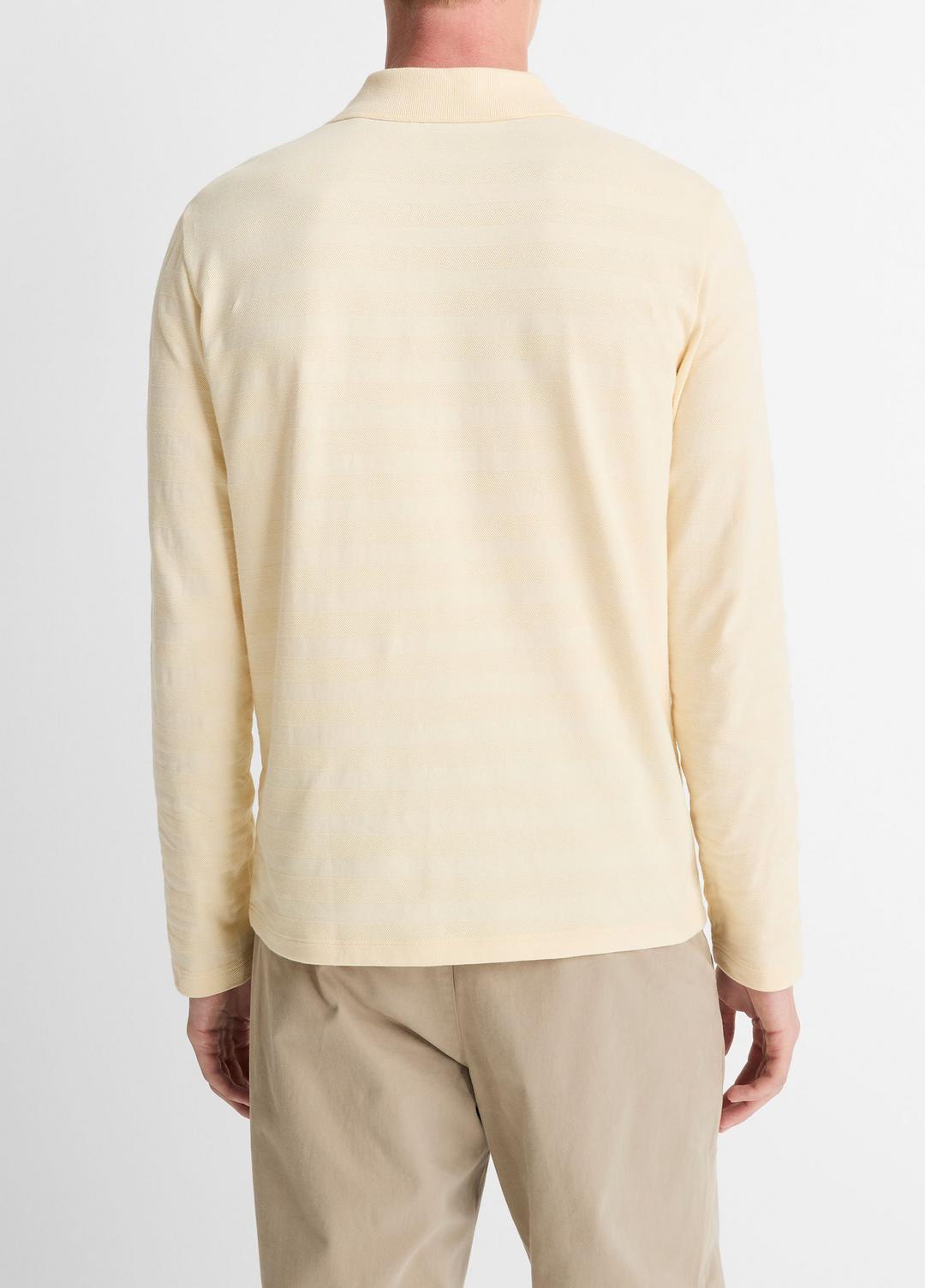 VINCE Customer Favorite - Jacquard-Stripe Cotton Long-Sleeve Polo Shirt in Long Sleeve