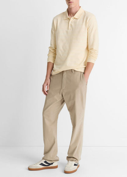VINCE Customer Favorite - Jacquard-Stripe Cotton Long-Sleeve Polo Shirt in Long Sleeve