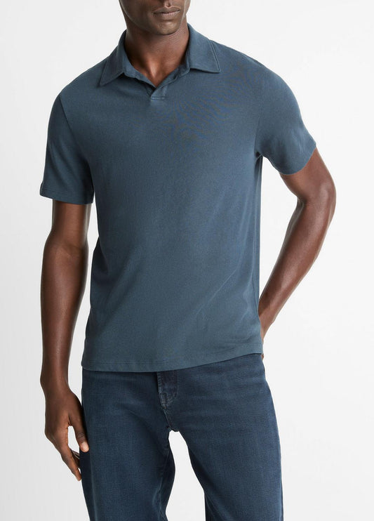 VINCE Popular - Cotton Johnny-Collar Polo Shirt in Henleys & Polos