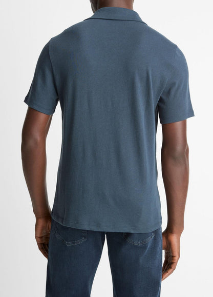 VINCE Popular - Cotton Johnny-Collar Polo Shirt in Henleys & Polos