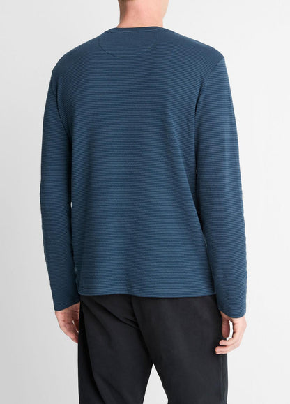 VINCE Top Pick - Striped Double-Knit Pima Cotton Long-Sleeve T-Shirt in Long Sleeve