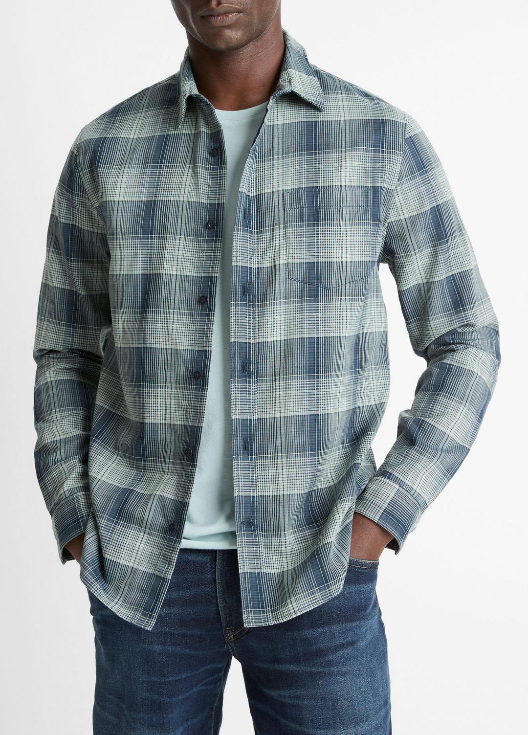 VINCE Customer Favorite - Big Sky Plaid Cotton Button-Front Shirt in Long Sleeve