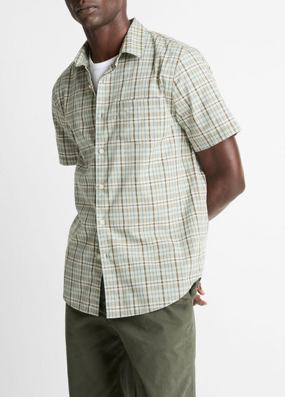 VINCE Recommended - Polson Plaid Cotton Short-Sleeve Button-Front Shirt in Short Sleeve