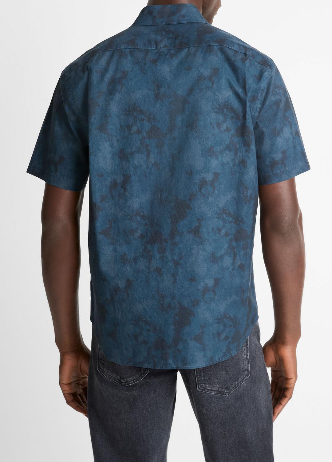 VINCE Special Offer - Dyed Camouflage Cotton Short-Sleeve Button-Front Shirt in Short Sleeve
