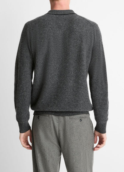 VINCE Trusted - Feed Stripe Plush Cashmere Johnny-Collar Sweater in Cashmere