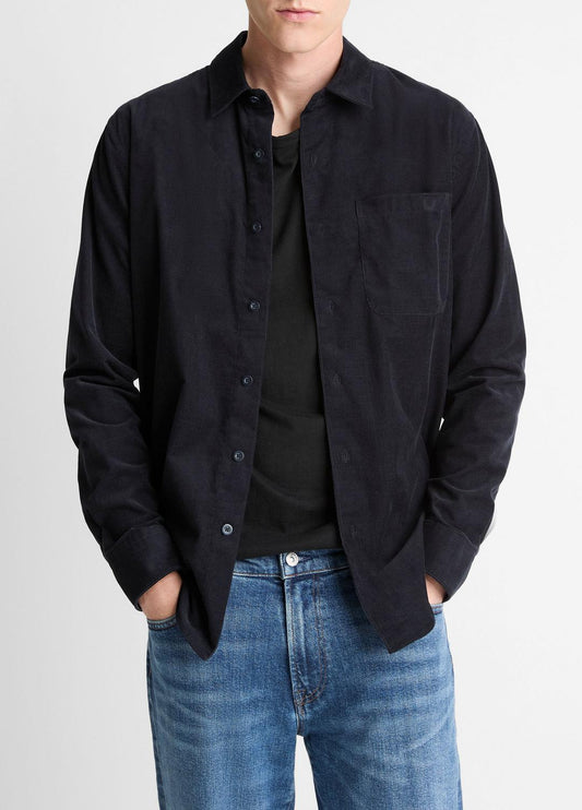 VINCE Special Offer - Italian Cotton Corduroy Button-Front Shirt in Long Sleeve