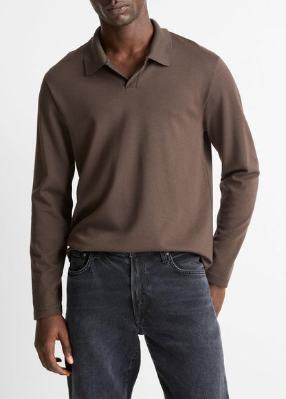 VINCE Exclusive - Milano Pima Cotton-Blend Johnny-Collar Shirt in Long Sleeve