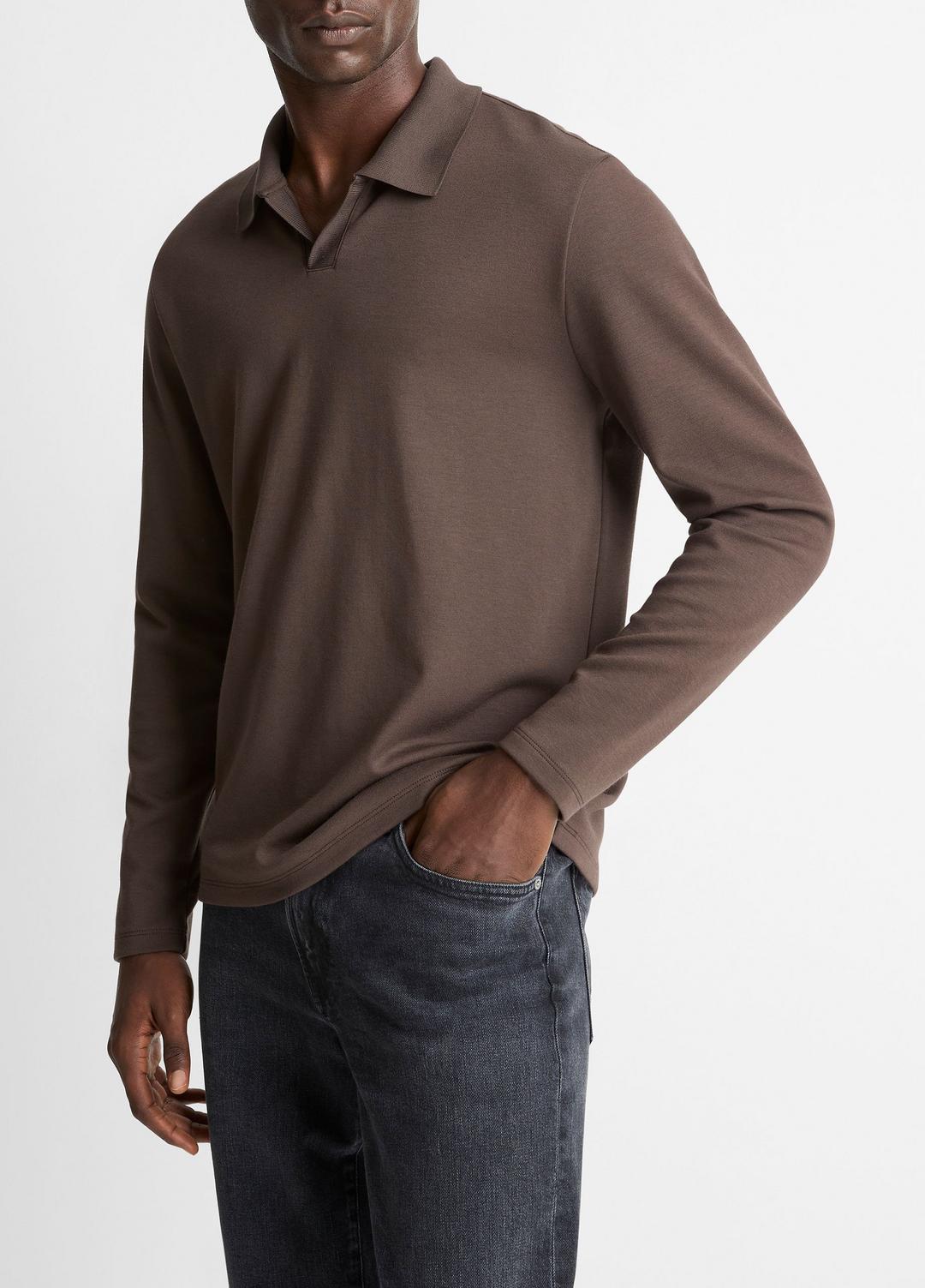 VINCE Exclusive - Milano Pima Cotton-Blend Johnny-Collar Shirt in Long Sleeve
