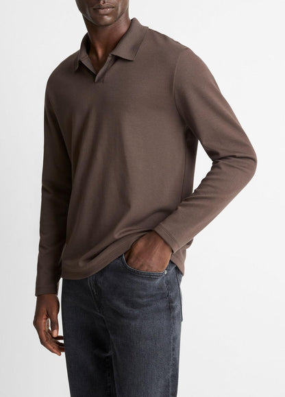 VINCE Exclusive - Milano Pima Cotton-Blend Johnny-Collar Shirt in Long Sleeve