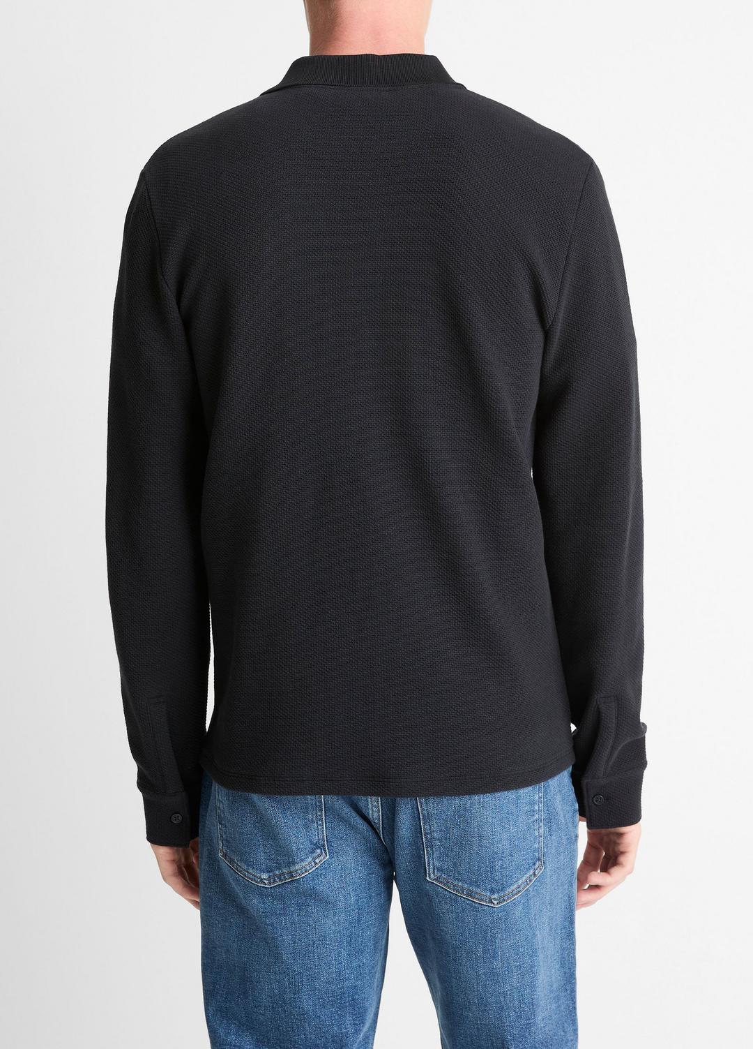 VINCE Value - Basket-Weave Cotton Long-Sleeve Polo Shirt in Henleys & Polos