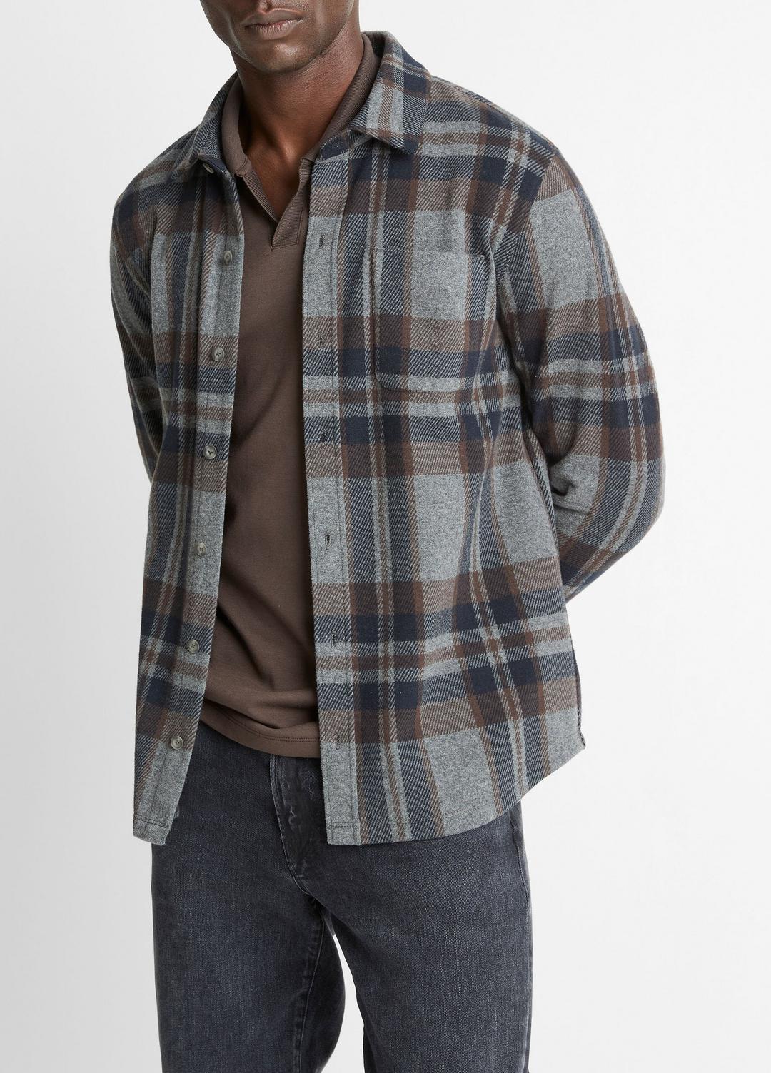 VINCE Customer Favorite - Plaid Cotton-Blend Shirt Jacket in Shirt Jackets