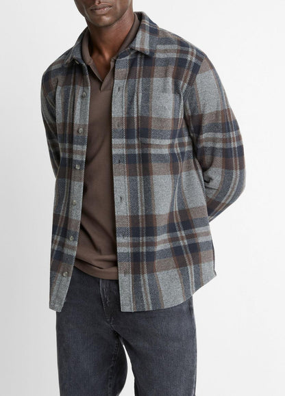 VINCE Customer Favorite - Plaid Cotton-Blend Shirt Jacket in Shirt Jackets