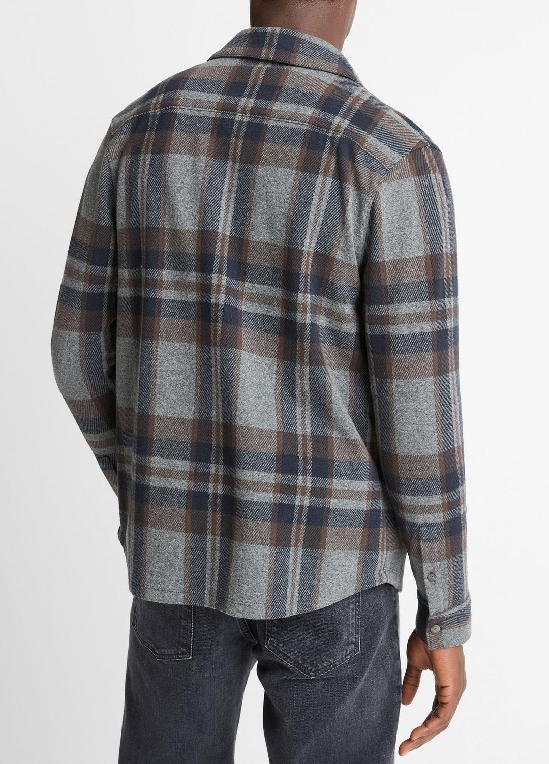 VINCE Customer Favorite - Plaid Cotton-Blend Shirt Jacket in Shirt Jackets