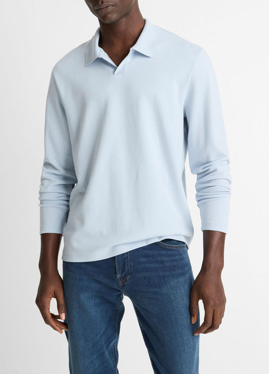 VINCE Latest - Milano Pima Cotton-Blend Johnny-Collar Shirt in Long Sleeve