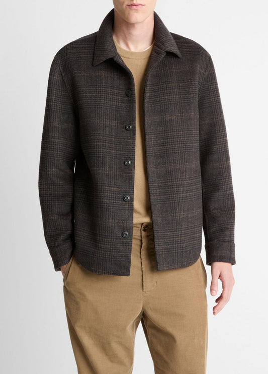 VINCE New - Plaid Splittable Wool-Blend Shirt Jacket in Shirt Jackets