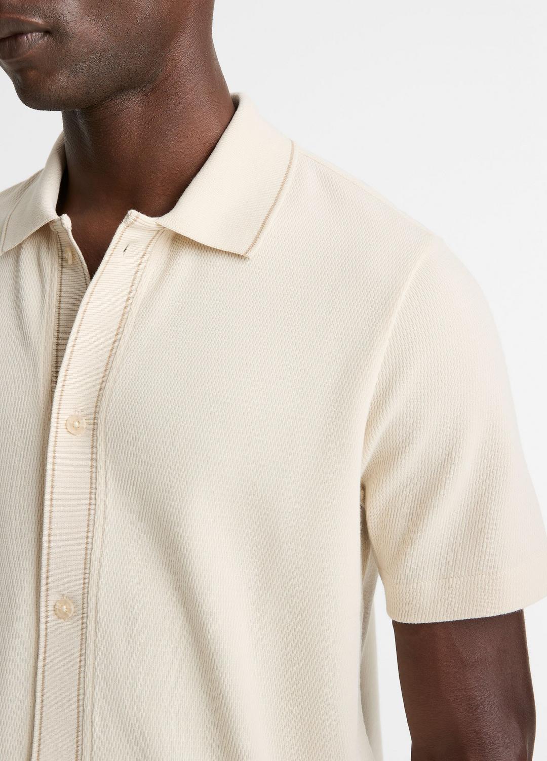 VINCE Latest - Jacquard-Knit Cotton Short-Sleeve Button-Front Shirt in Short Sleeve
