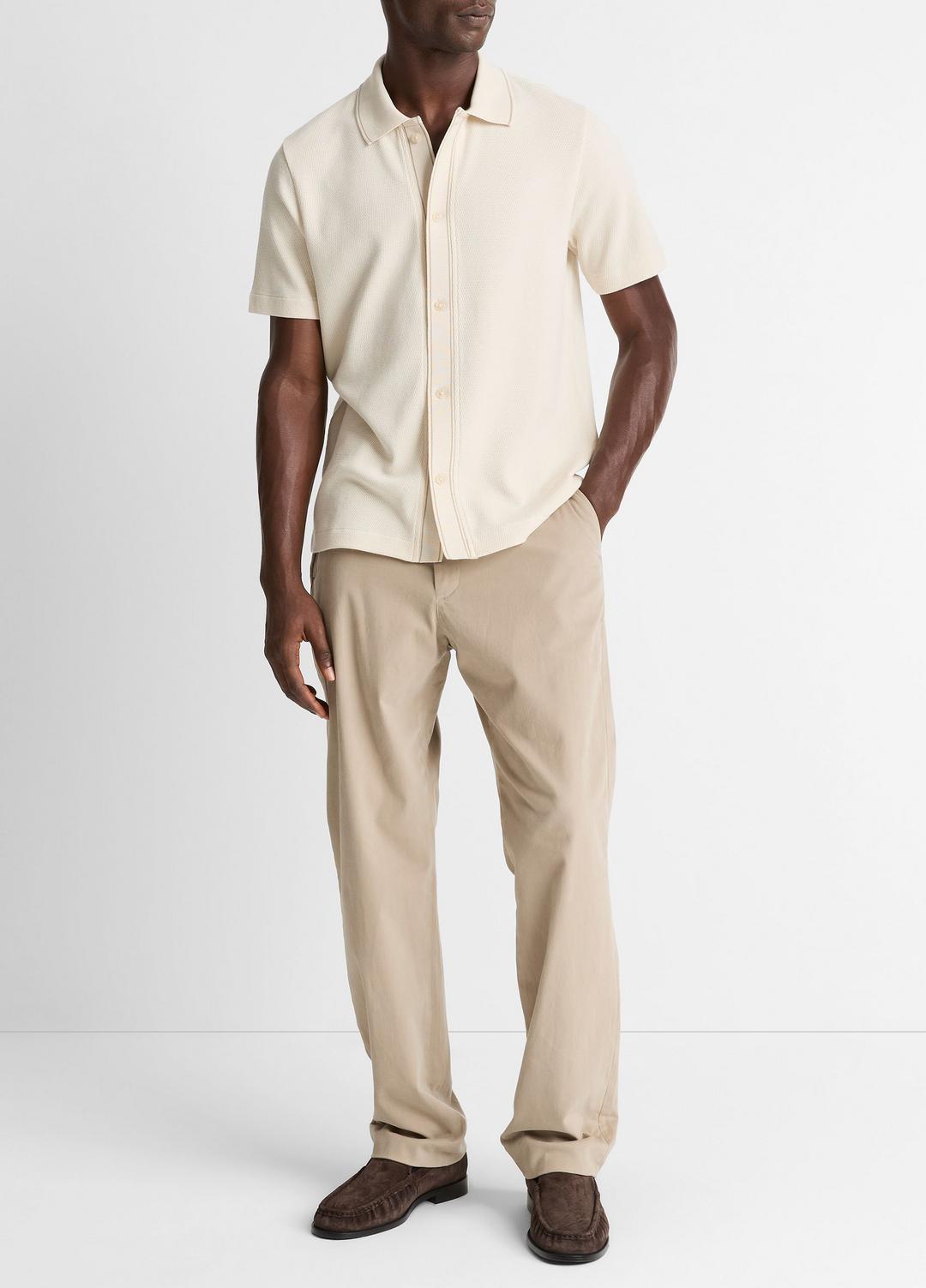 VINCE Latest - Jacquard-Knit Cotton Short-Sleeve Button-Front Shirt in Short Sleeve
