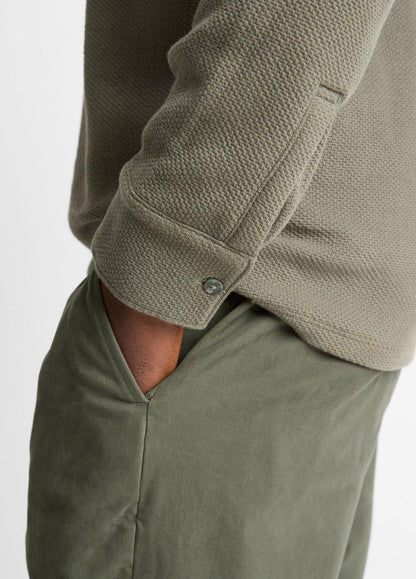 VINCE Classic - Basket-Weave Cotton Long-Sleeve Polo Shirt in Henleys & Polos
