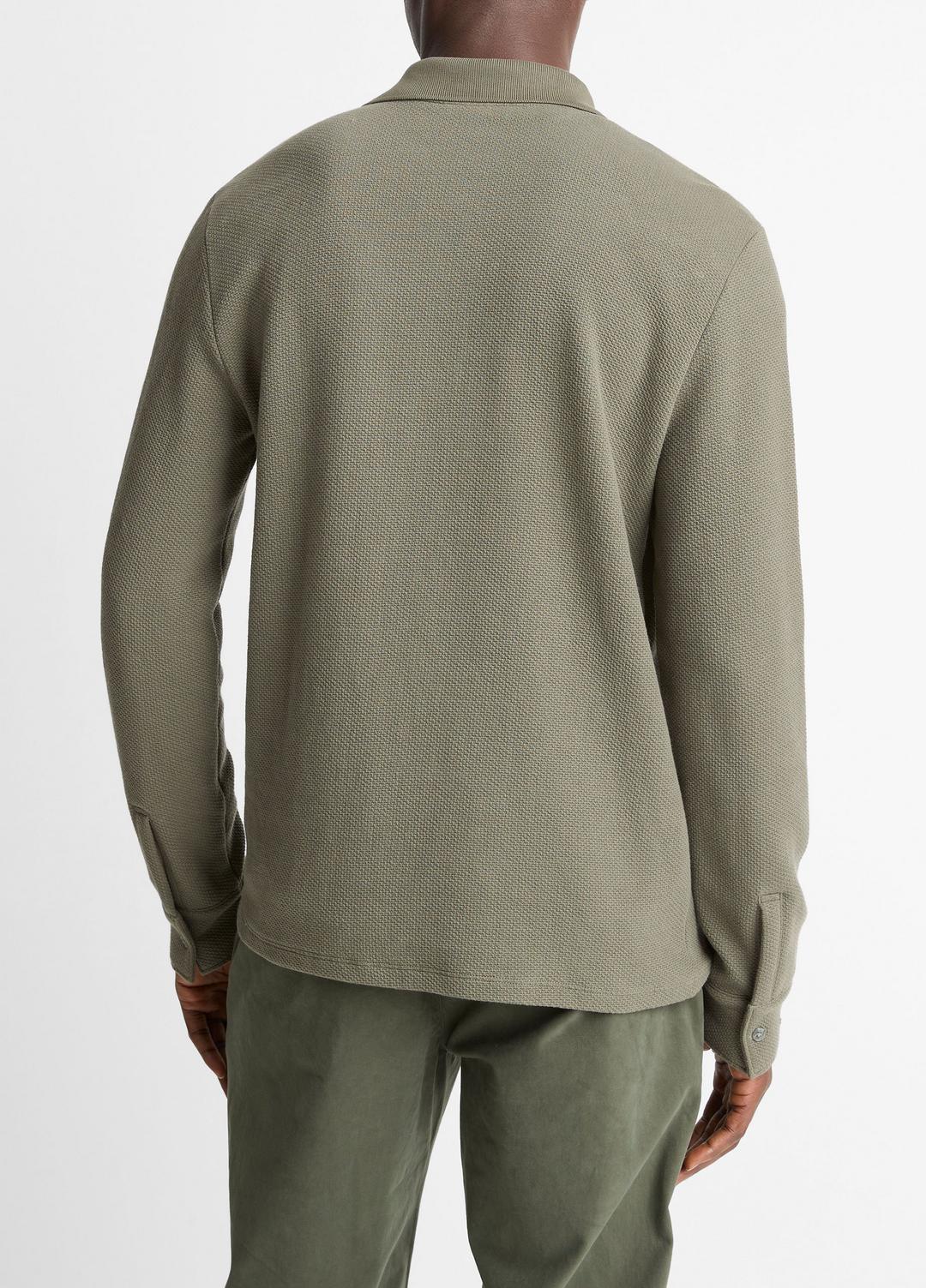 VINCE Classic - Basket-Weave Cotton Long-Sleeve Polo Shirt in Henleys & Polos