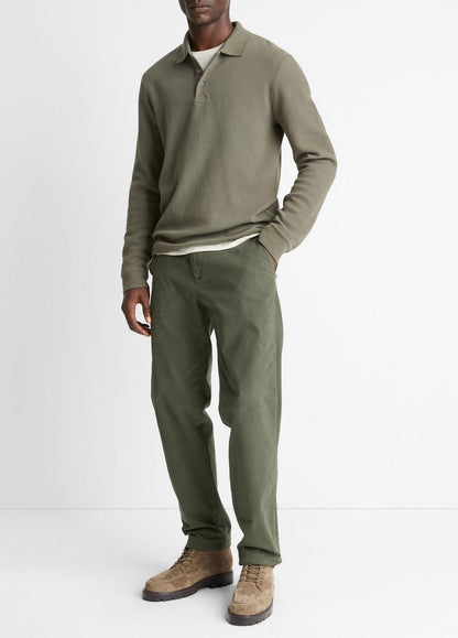 VINCE Classic - Basket-Weave Cotton Long-Sleeve Polo Shirt in Henleys & Polos