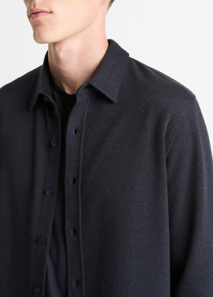 VINCE Featured - Herringbone Cotton-Blend Button-Front Shirt in Long Sleeve