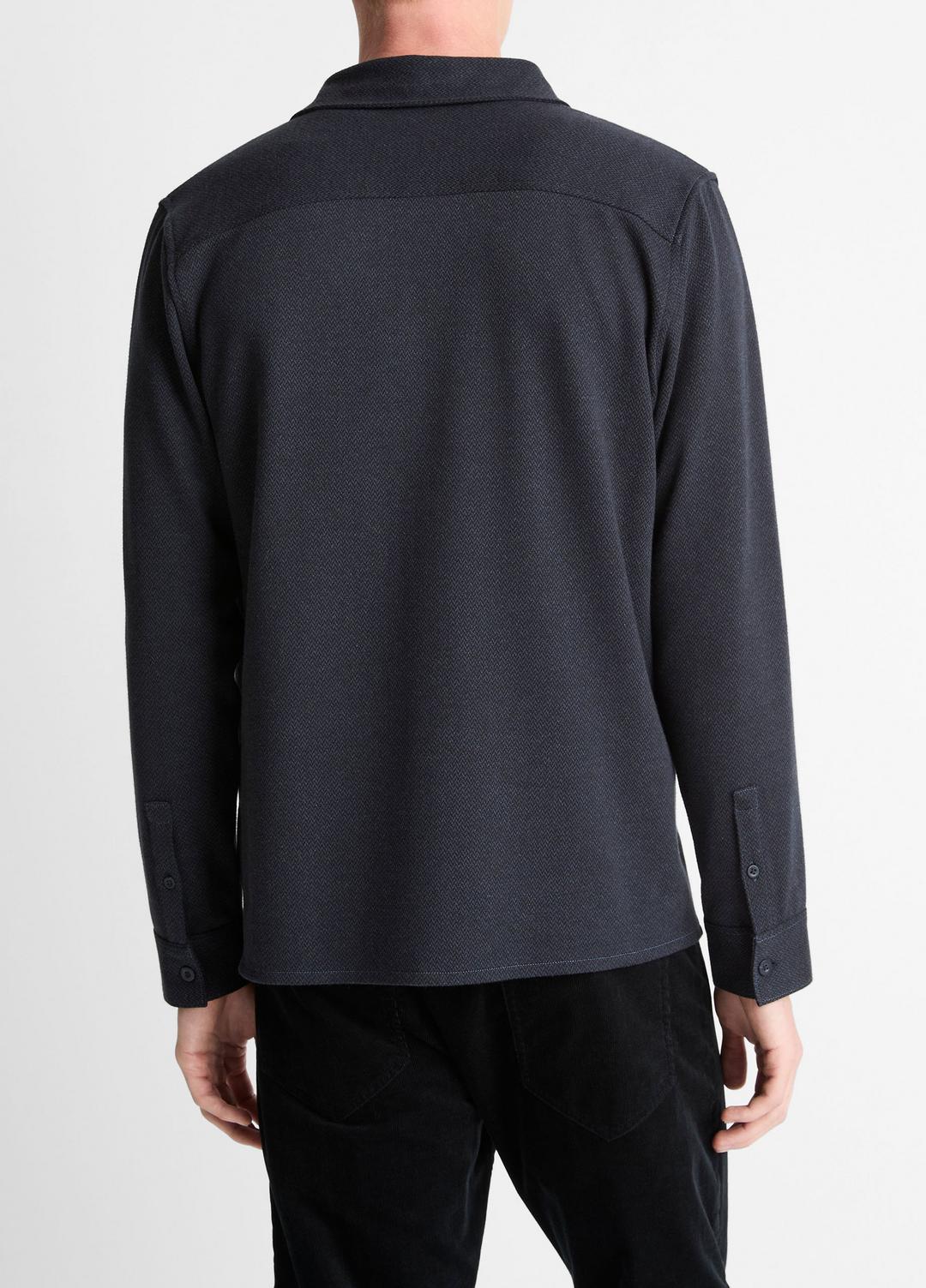 VINCE Featured - Herringbone Cotton-Blend Button-Front Shirt in Long Sleeve
