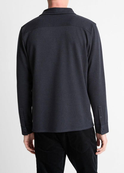 VINCE Featured - Herringbone Cotton-Blend Button-Front Shirt in Long Sleeve