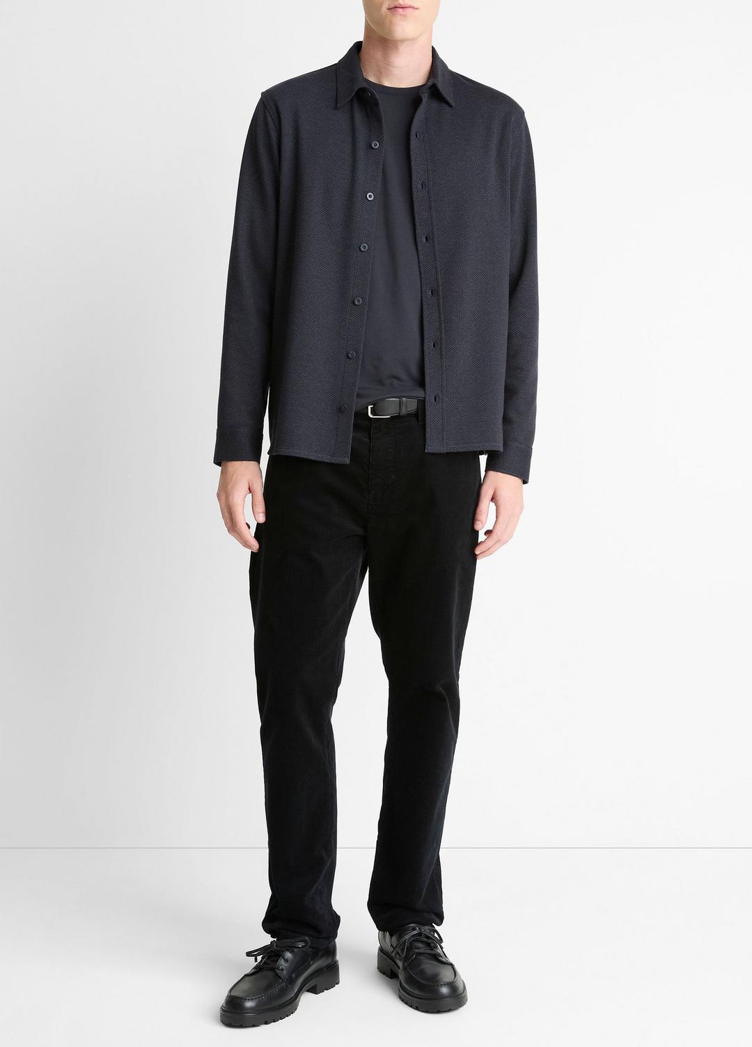 VINCE Featured - Herringbone Cotton-Blend Button-Front Shirt in Long Sleeve