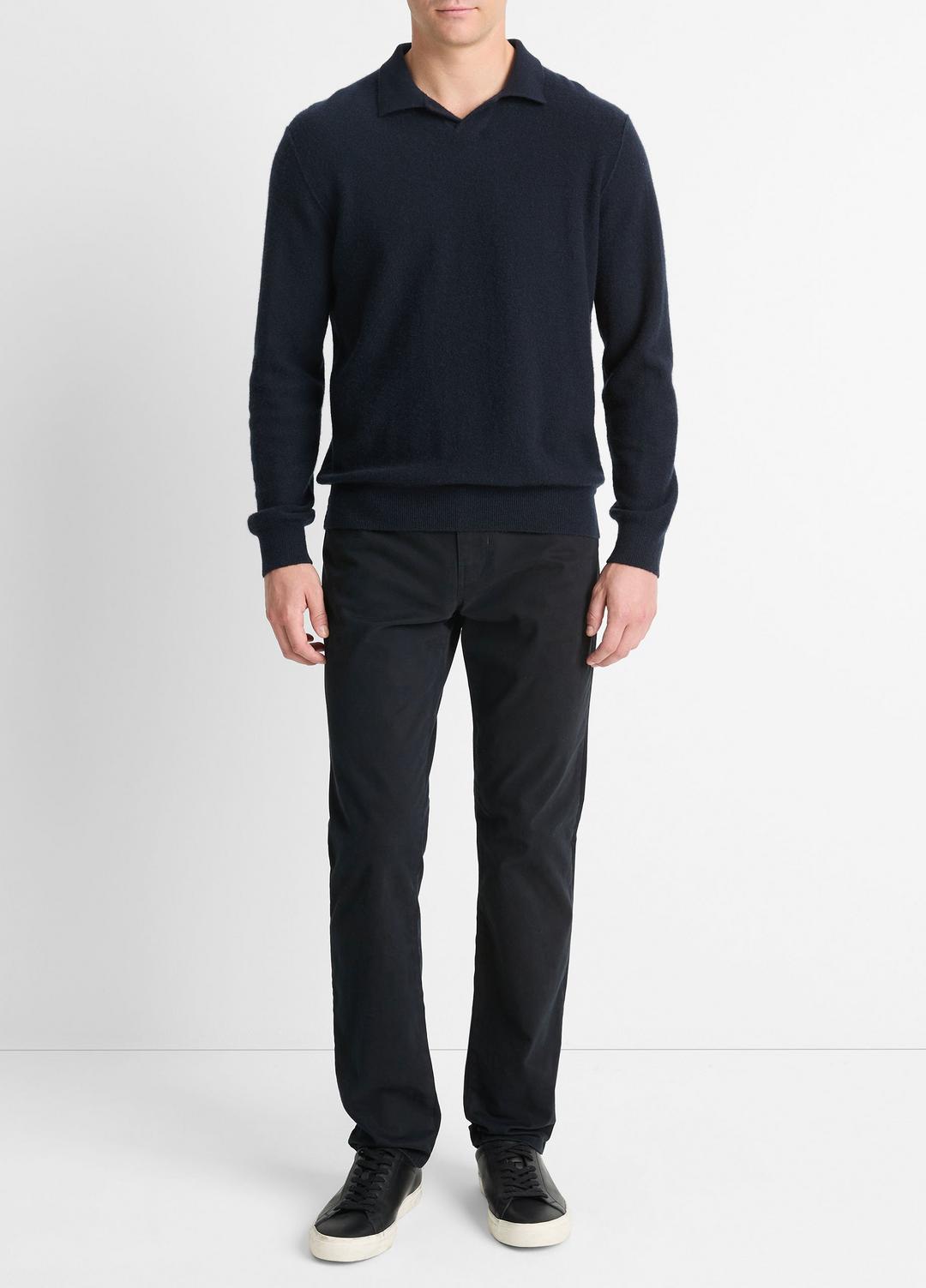 VINCE New - Plush Cashmere Johnny-Collar Polo in Sweaters