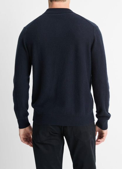 VINCE New - Plush Cashmere Johnny-Collar Polo in Sweaters