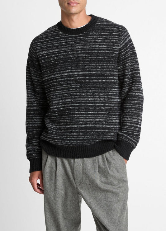 VINCE New - Marled Stripe Merino Wool-Blend Sweater in Crew Neck