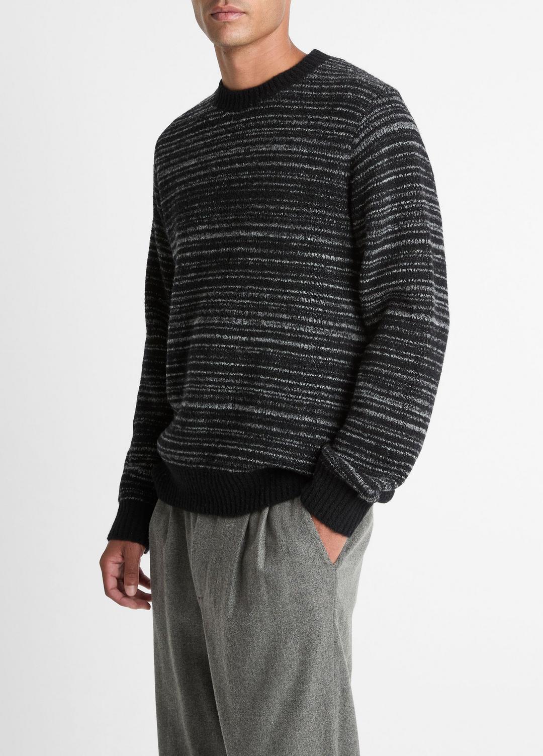 VINCE New - Marled Stripe Merino Wool-Blend Sweater in Crew Neck